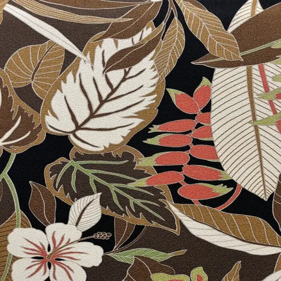 1 Yard Tropical Garden Cotton Fabric for Upholstery and Home Decor 56-58 inches Wide Olive/Brown {5}