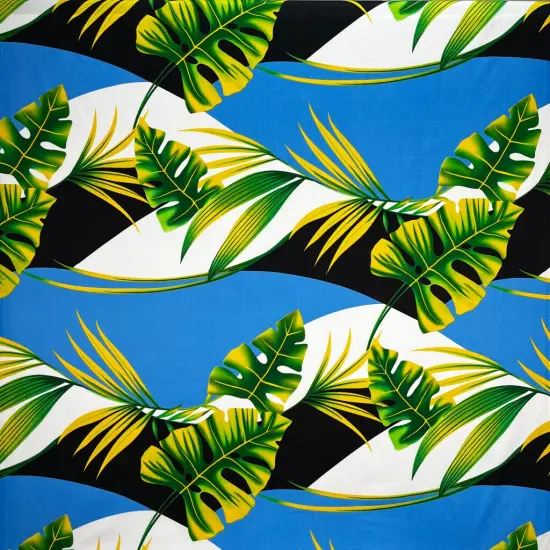 1 Yard Split Leaf & Palm Cotton Poplin Fabric 100% Cotton, 45" Width Yellow {3}