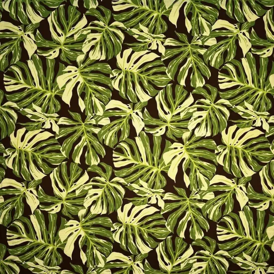 1 Yard All-over Multicolor Monstera Leaves 100% Cotton Fabric Light Barkcloth, 45" Width Pine Green {3}