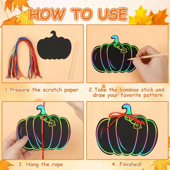 36Pcs - Rainbow Scratch Thanksgiving Paper Arts and Crafts for Kids {2}