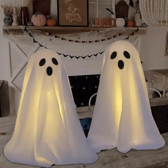 2 Packs Spooky Ghost Decor with String Lights {1}
