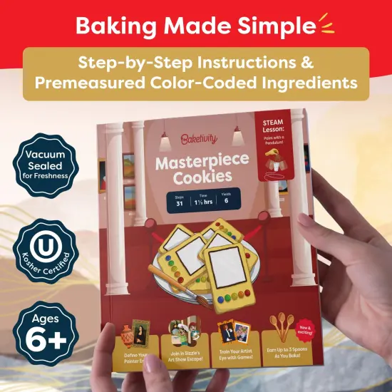 Baketivity Masterpiece Cookies Kids Baking Kit - Cooking Kit for Kids with Premeasured Ingredients, Step by Step Instructions, Paint Brushes, Art Lessons -... {3}