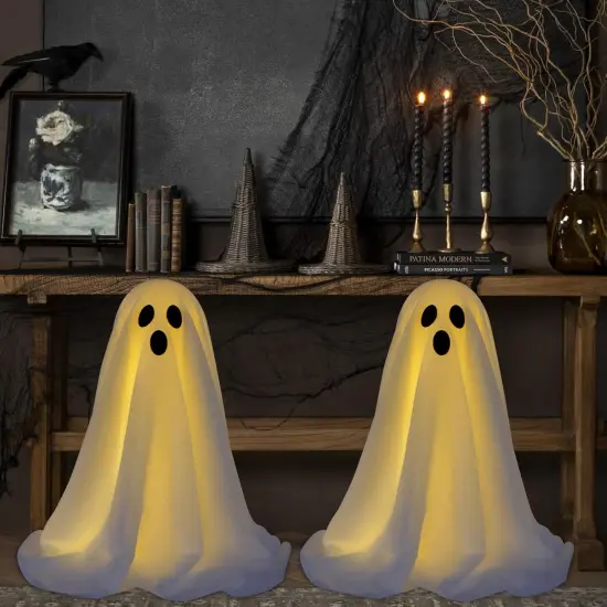 2 Packs Spooky Ghost Decor with String Lights {3}