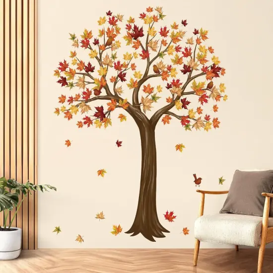 Fall Large Tree Wall Stickers Autumn Maple Leaves {3}