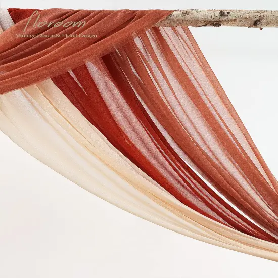 Wedding Arch Draping Fabric 3 Panels 20Ft Chiffon Fabric Drapes Arbor Drapery Wedding Ceremony Reception Swag Decorations (Terracotta +Coral Peach +Peach) {4}