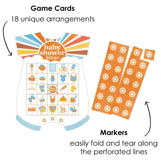 Big Dot of Happiness Here Comes The Son Baby Shower Bingo, Picture Game Cards and Markers, Boy Boho Party Supplies - Set of 18 {4}