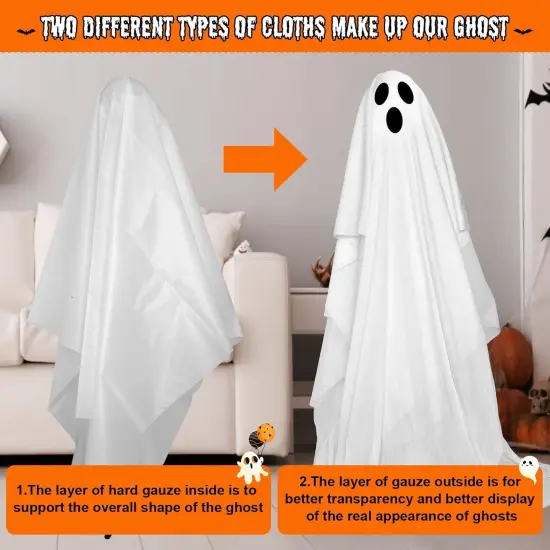2 Packs Spooky Ghost Halloween Decor with Lights {3}
