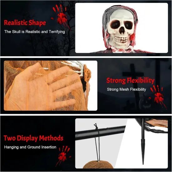 3 Pack Halloween Grim Reapers Decorations - Black {5}