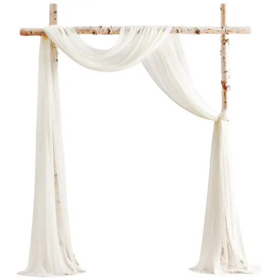 Wedding Arch Draping Fabric 2 Panels 20Ft Ivory Chiffon Fabric Drapes Arbor Drapery Wedding Ceremony Reception Swag Decorations {1}