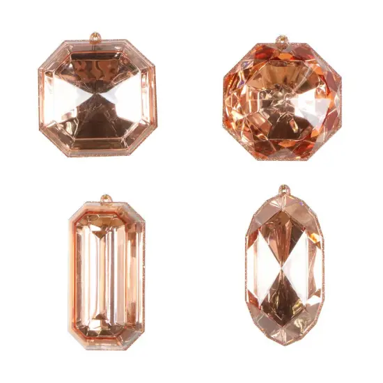 4&ndash;5&Prime; Rose Gold Rectangle Jewel Glitter Ornaments - Set for 4 {1}