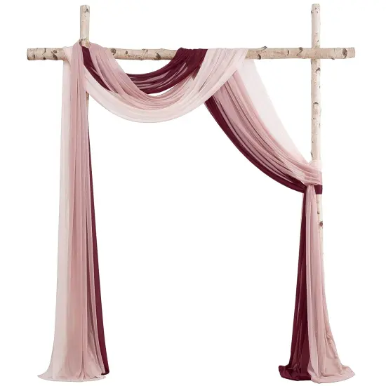 Wedding Arch Draping Fabric 3 Panels 20Ft Chiffon Fabric Drapes Arbor Drapery Wedding Ceremony Reception Swag Decorations (Burgundy +Dusty Rose +Blush) {1}
