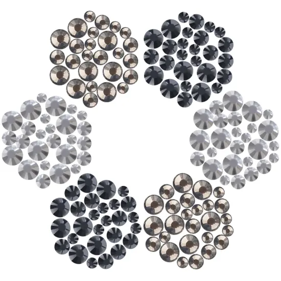 4500pcs+ Flatback Glass Hotfix Iron On Rhinestones Crystal for DIY Making with 1 Tweezer & 1 Picking Pen for Shoe, Cloth, Face Art, Bag, Manicure (3-Sizes,3-Colors, Black Color Series) {5}