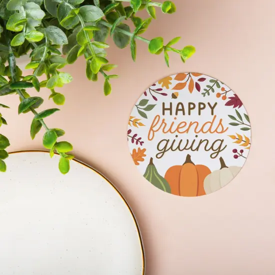 Big Dot of Happiness 25 Ct Fall Friends Thanksgiving Drink Coasters, 4-Inch Disposable Round Paper Coasters for Friendsgiving Party Decoration {3}