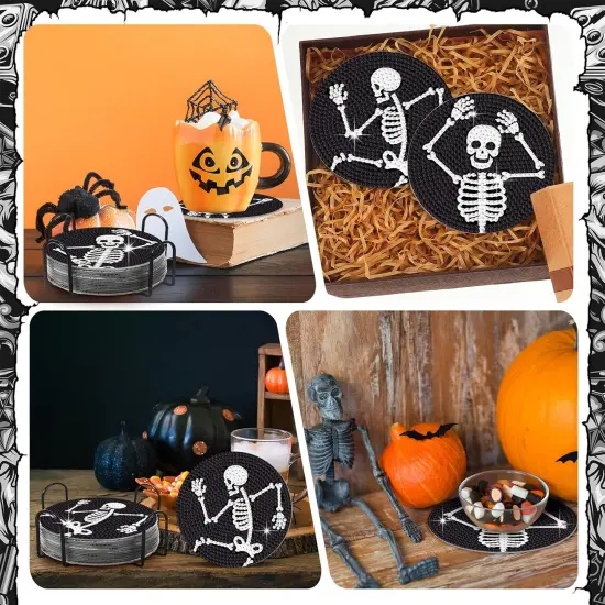 8 Pcs Diamond Coasters Skull Diamond Painting Coasters {5}