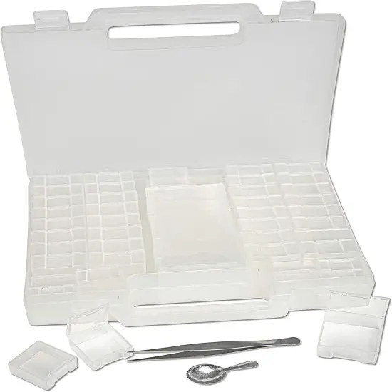 The Beadsmith Bead Organizer Carrying Case, 55 piece set, with removable compartments in assorted sizes, a carrying case, plus a bead scoop and tweezer. {5}