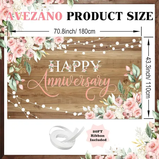 Happy Anniversary Backdrop - 70.8 x 43.3 Inch {3}