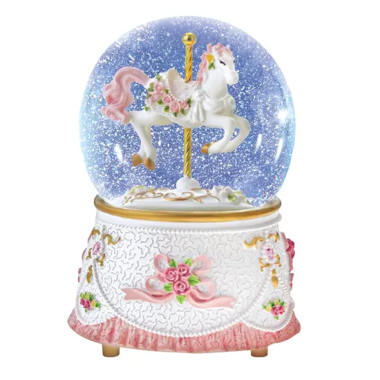 Collections Etc Intricate Musical Carousel Pony Waterglobe {2}