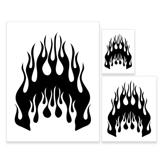 Custom Shop Airbrush Flame Licks Stencil Set (Flame Licks Design #1 in 3 Scale Sizes) - Laser Cut Reusable Templates {1}