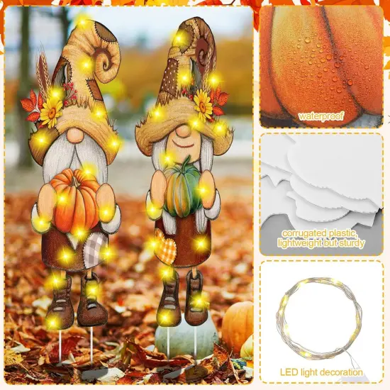 2 Pack Thanksgiving Gnome Yard Signs {2}