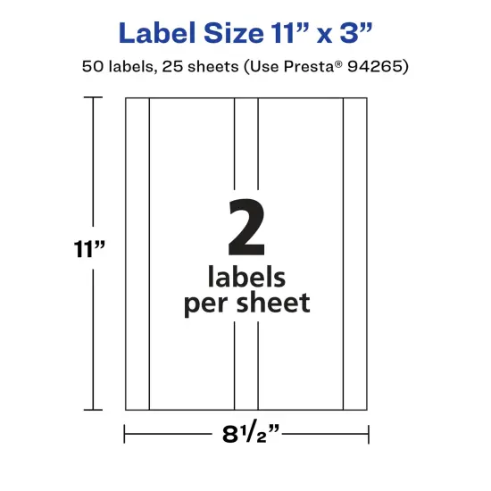 Avery Glossy White Rectangle Labels, 11" x 3" {5}
