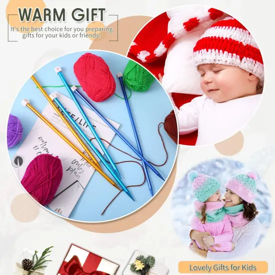 6 Pieces/ 3 Pairs Aluminum Straight Knitting Needles Set, 8 mm, 9 mm and 10 mm,14 Inch Single Point Knitting Needles, Color Extra Long Sweater Straight for DIY Projects {3}