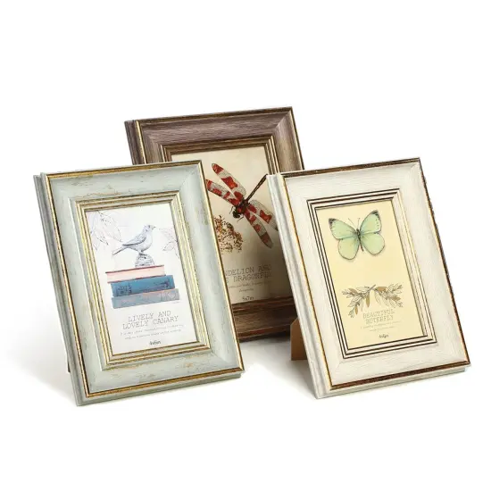 XUANLUO 3 Pack 4x6 Inch Farmhouse Rustic Picture Frame Sets Distressed Farmhouse Plastic Frame with Plexiglass for Wall Mount or Tabletop Display {1}