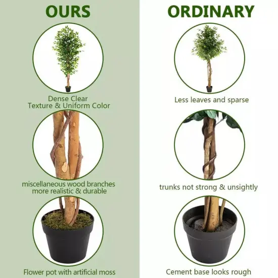 6Ft Artificial Ficus Tree Fake Silk Plant {6}