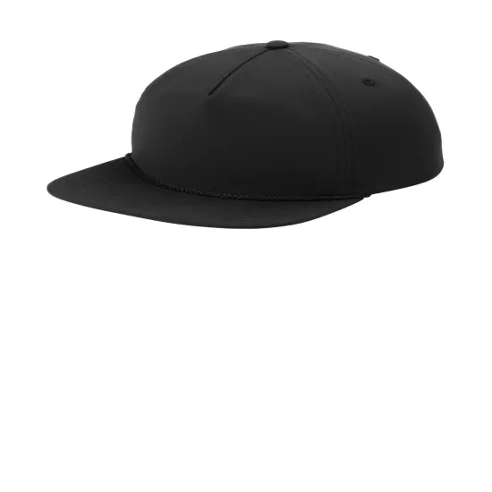Port Authority&reg; 5 Panel Poly Rope Cap Black/ Black {1}