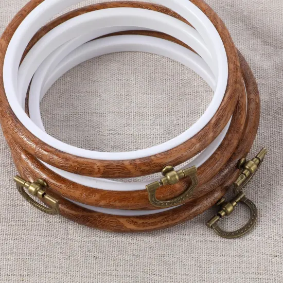 3 Pieces 3 Inch Embroidery Hoop Set, Cross Stitch Ornament Frames, Embroidery Hoop Imitated Wood Display Frame for Art Craft Sewing and Hanging Decor {3}