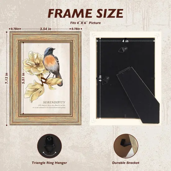 4 Pack 4x6 Picture Frame - Picture Frames with Plexiglass,Photo Frame for wall & tabletop picture frames {4}