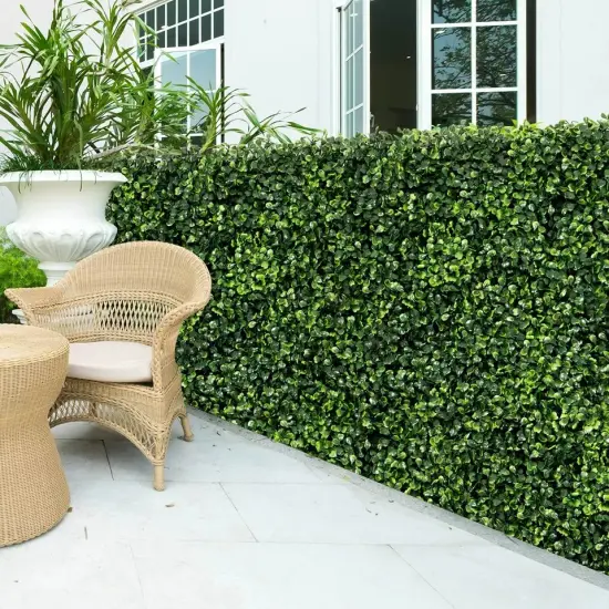 12 PCS 20"x20" Durable Artificial Boxwood Plant Wall Panel Hedge Fence Natual {3}