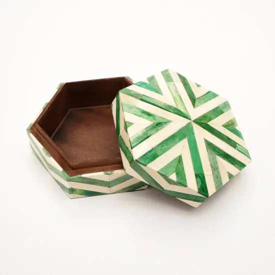 Zigzag Pattern Hexagon Shape Storage box/Decorative Box-6.5X6.5X3" {3}
