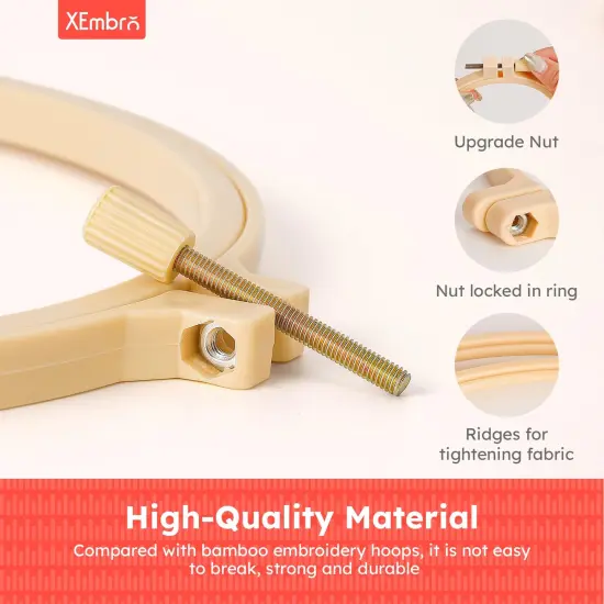 6 Pieces Embroidery Hoop 3.6 to 10.7 inches Plastic Cross Stitch Hoop with 16PCS Needles, Small Embroidery Hoops for Embroidery, Cross Stitch, Craft Sewing, and Decoration Ornaments {4}