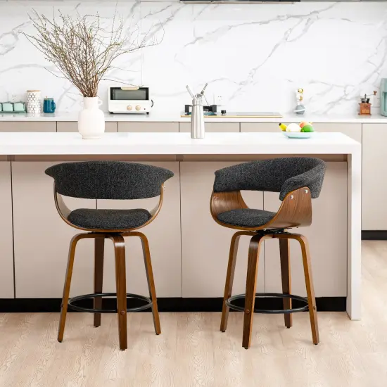 Set of 2/4 Modern Counter & Bar Height Wooden Swivel Bar Stools {12}