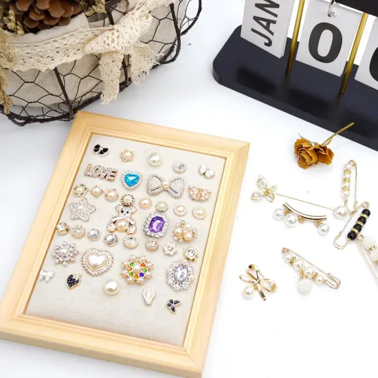 65Pcs Charms for Socks Safety Pin Brooch junk socks charms Brooches and Pins for Women Junk Socks Charms Pins Safety Pin Charms for Socks Pearl Rhinestone Brooch Pins Buttons Shoe Sock Charms Kit {4}