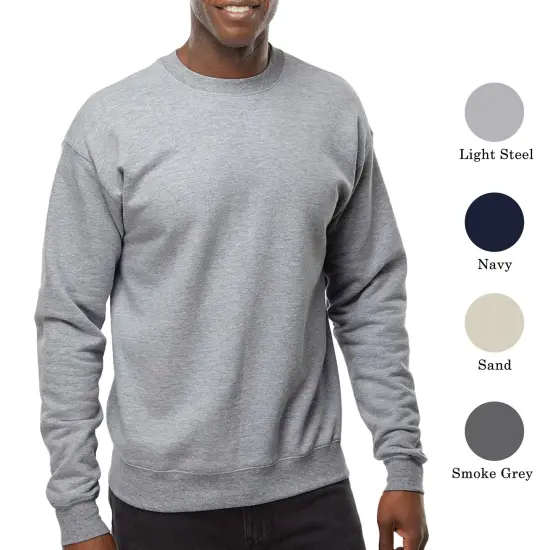Hanes Perfect Fleece Crewneck Long Sleeve T-shirt Casual Multicolor Trendy Tee Smoke grey {4}