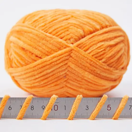 Chenille Yarn Blanket Yarn Light Worsted Weight Yarn for Knitting Fancy Yarn for Crochet Weaving DIY Craft Total Length 200m (218yds, 100g)_Orange {3}