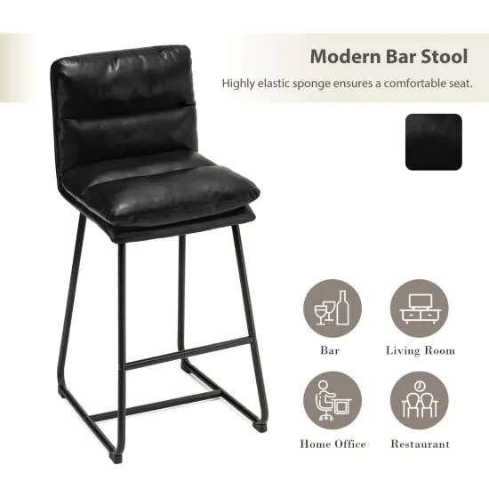 Set of 2/4 Modern Thick Leatherette Bar Stool with Metal Legs {4}