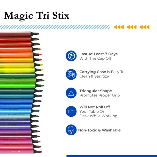 The Pencil Grip Magic Tri Stix, Non-Toxic and Washable Markers For Kids, 24 Assorted Stix Markers, TPG-397 {6}