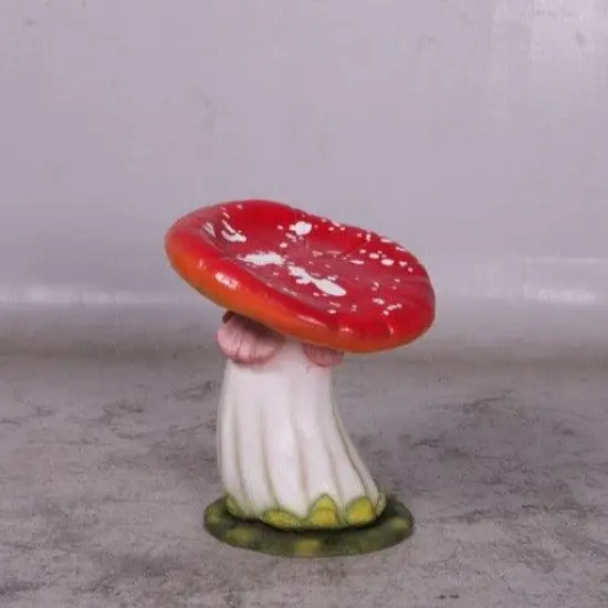 Red Single Mushroom Stool Over Sized Statue {4}