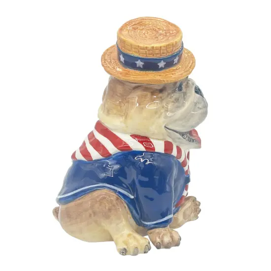 Blue Sky Clayworks Patriotic 4th of July I Love Parade Bulldog 10" Large Dog Figurine {4}