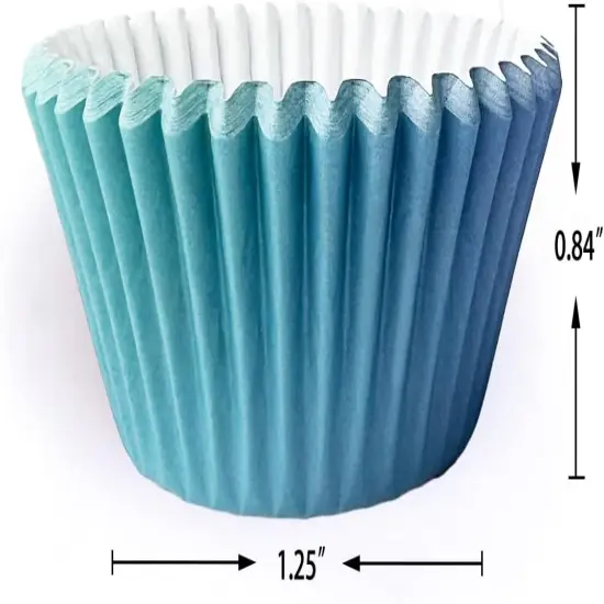 300PCS Mini Gradient Cupcake Liners Cupcake Cups 6 Designs Blue Gradient Cupcake Papers Baking Cups Cupcake Wrappers (Small Size) {4}