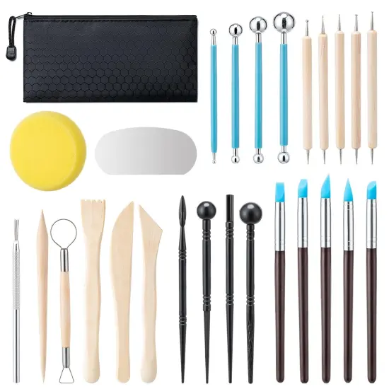 Clay Tools Kit, 27 PCS Pottery Tools, Practical Polymer Clay Sculpting Tools Kit, Air Dry Clay Tools Set for Kids, Adults, Pottery Craft, Dotting, Carving, Drawing, Molding, Modeling, Shaping {2}