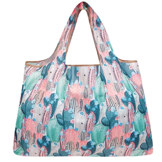 Wrapables Large Foldable Tote Nylon Reusable Grocery Bags, 6 Pack, Tropical Botanical {5}