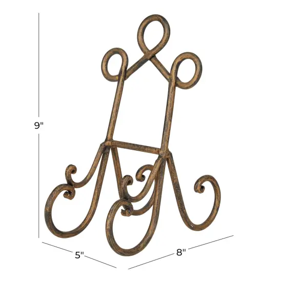 Deco 79 Metal Display Easel Scroll Tabletop Easel, Display Stand 5" x 8" x 9", Brown {4}