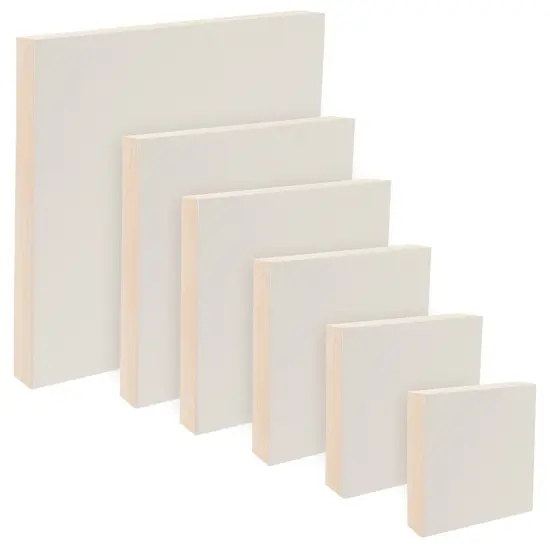 Da Vinci Pro Ultra Smooth Wood Canvas Gesso Board - 3/4" Deep, Bundle of 6 Square White Acrylic Polymer Gesso Panels for Painting Fine Portraits and Ultra Fine Detail Illustrations and Artwork {1}