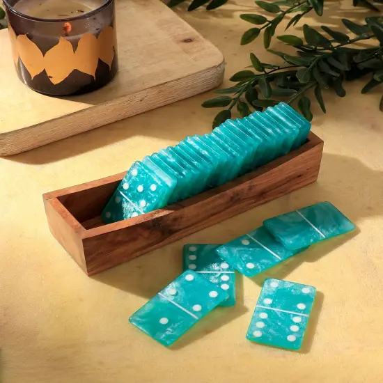 Dominos Game Set With Tray -Set of 28 Chips White {7}