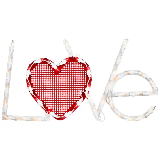 Northlight Lighted "Love" with Heart Valentine's Day Window Silhouette - 17" - White and Red {3}