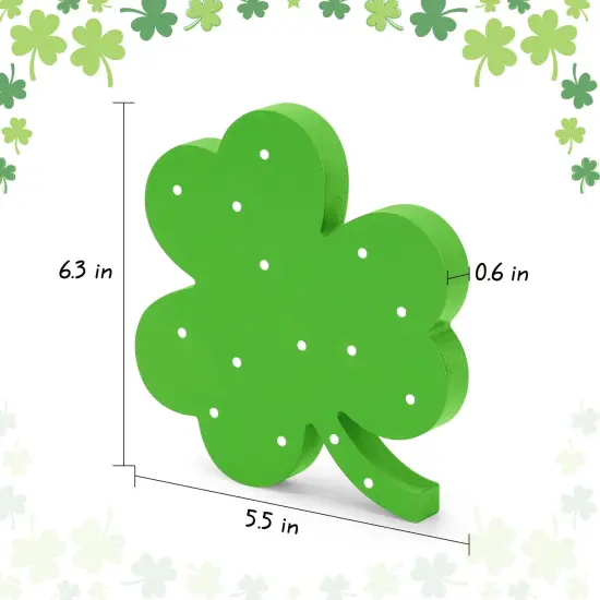AKEROCK St Patricks Day Decor, Wooden Shamrock Decor for Table, Tiered Tray, Office Desk, Mantle Saint Patricks Day Decorations for the Home, 4 PCS Shamrock Decorations {2}