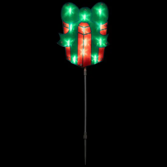 Northlight Lighted Holographic Gift Box Outdoor Christmas Pathway Markers - 24.5" - Set of 3 Red {6}
